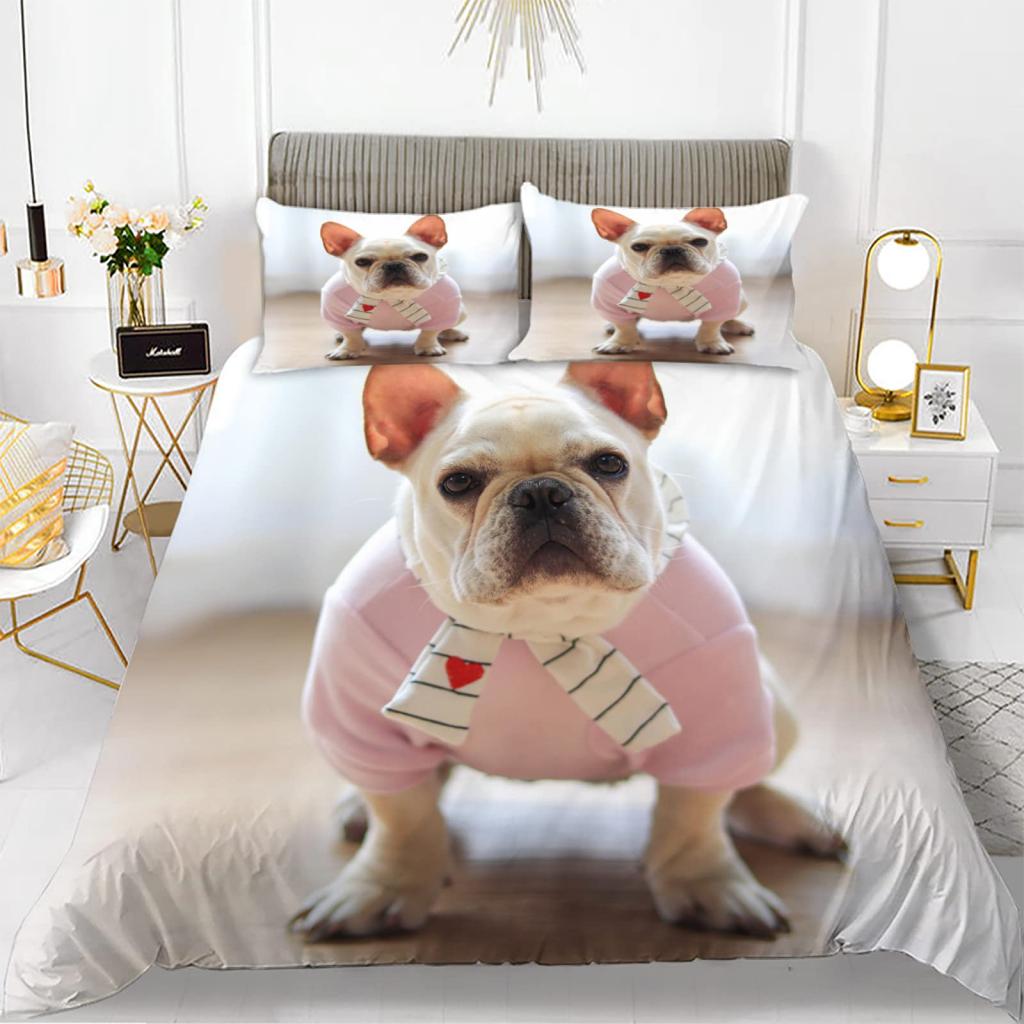 Пододеяльник с изображением мультяшного бульдога King Queen, комплект постельного белья для щенка шарпея, милый питомец, щенок, собачка, пододеяльник из полиэстера