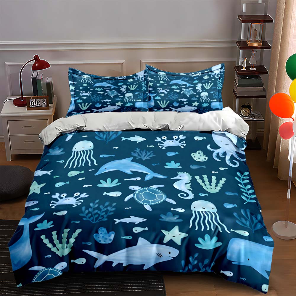 Underwater marine life. Bedding Duvet cover sets Duvet covers Pillowcases gifts (1 * Duvet Cover 2 * Pillowcases, without duvet insert)