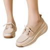 Fashion Women Fashion Platform Flats Sneakers  Autumn Breathable Lace Up Wedge Sport Shoes Comfort Soft Leather Travel Casual Shoes