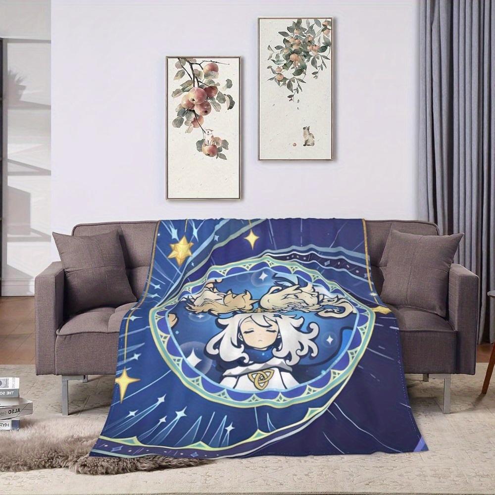 Starry Night Celestial Blanket - Soft Cozy Throw with Magical Anime Design, Perfect for Home Decor, Unique Gift for Fantasy Fans