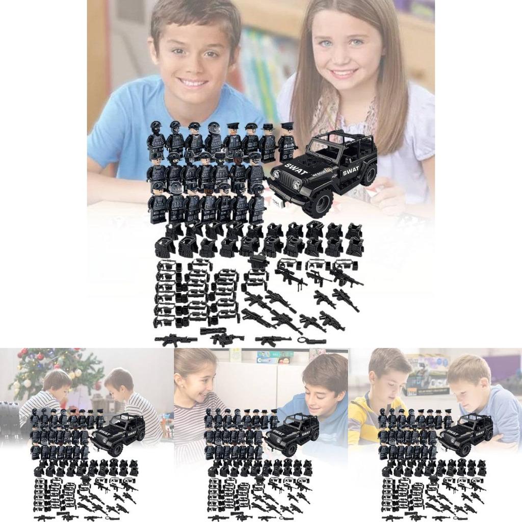 Military Action Figure Police Swat Black Special Forces Building Block Set For Kids