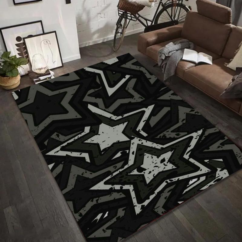 Graffiti Star Pattern Area Rug Urban Art Floor Mat Carpet for Living Room Home Decoration Bedroom Decor Living Room Decoration