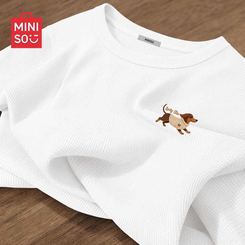 MINISO Мужская вафельная футболка с длинным рукавом