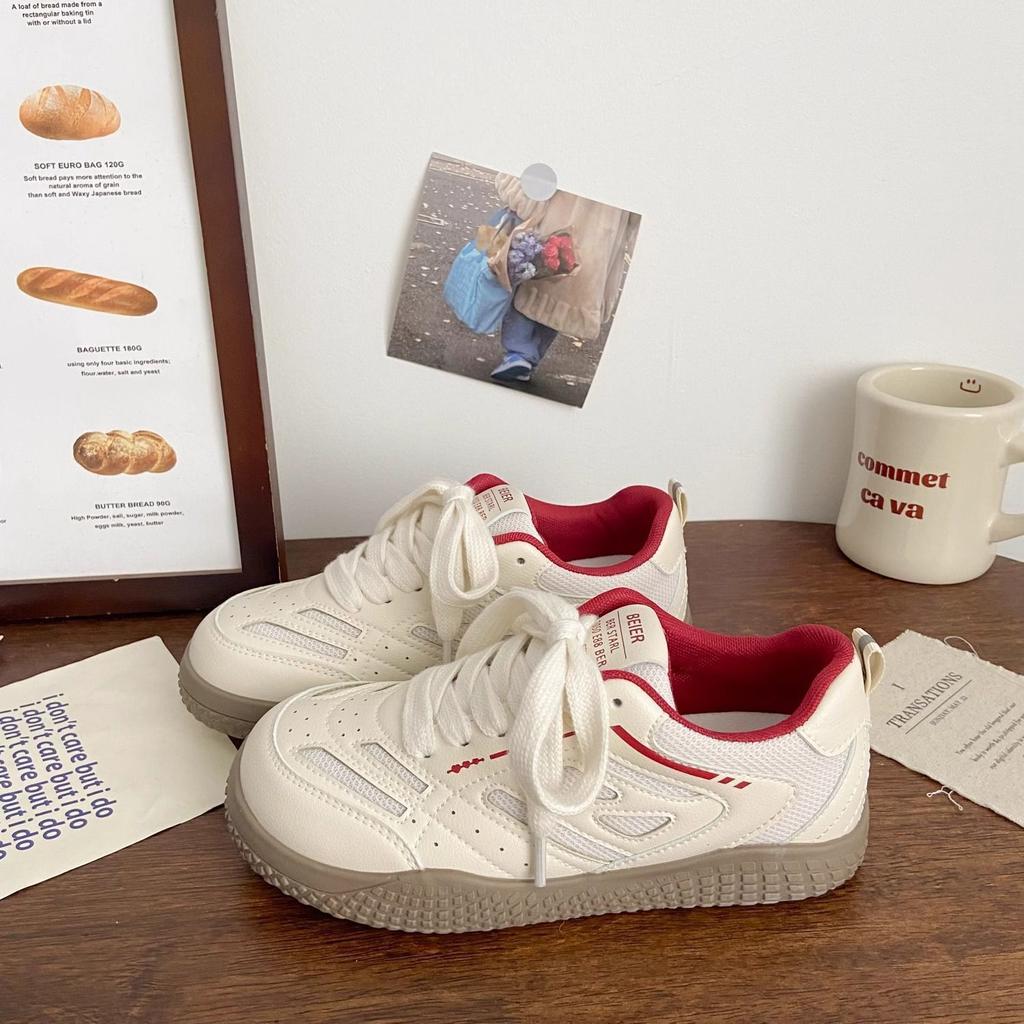 2025 новый студент летний маффин подошва мода европейская станция дышащие маленькие белые туфли женские универсальные сетчатые тонкие туфли на платформе