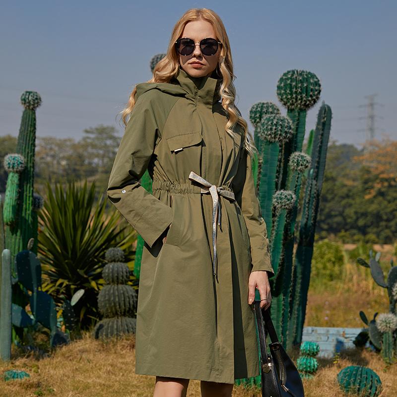 Ветровка ZIAI, весеннее повседневное универсальное длинное пальто с эластичной резинкой на талии, осеннее модное возрастное длинное пальто со свободным чехлом