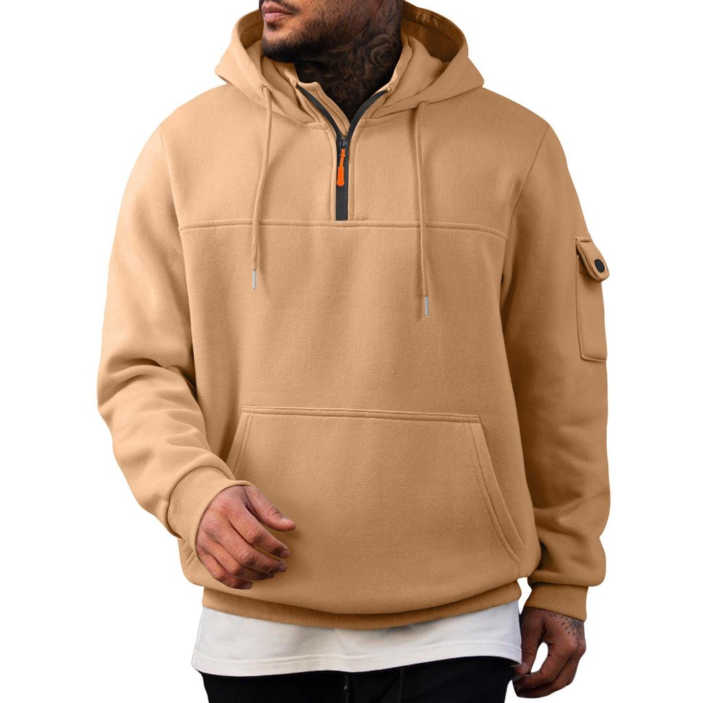 Мужская толстовка с капюшоном на молнии, с карманом на рукаве, кардиган, спортивная, большого размера, повседневная