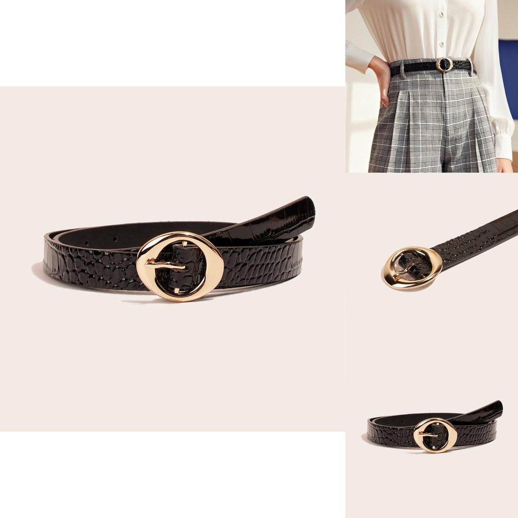 Модный ремень из искусственной кожи для женщин с геометрическим дизайном для повседневной и офисной носки