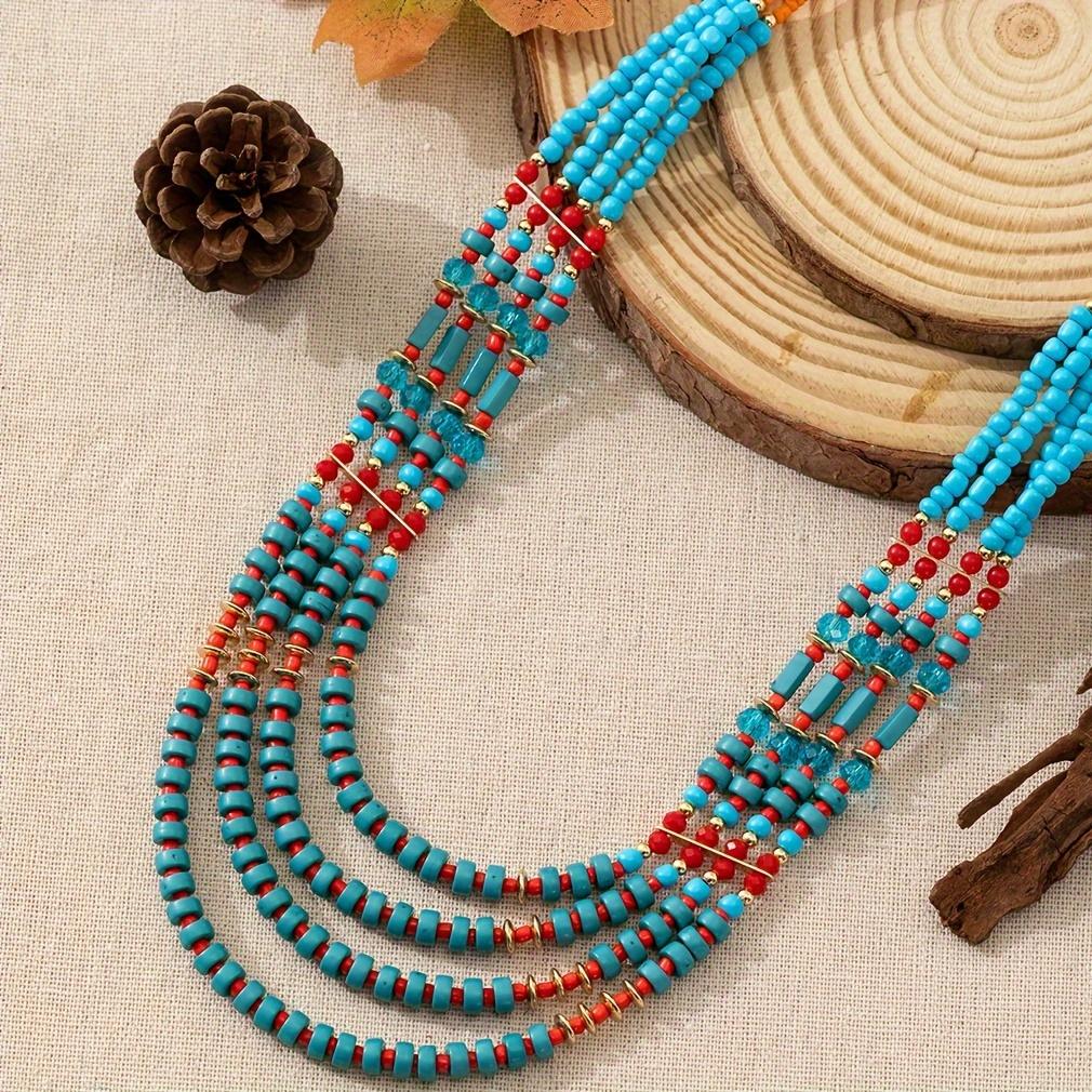 Necklace Beaded Vintage Bohochic Multilayer Resin Crafted Perfect For Casual Attire