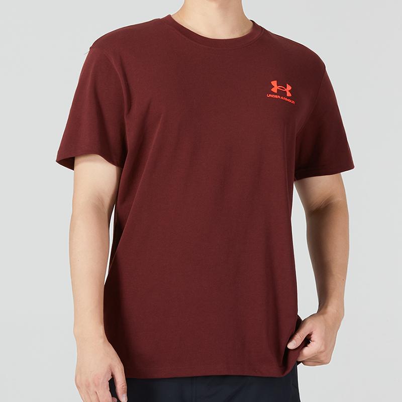 Under Armour Sportstyle Logo Crew Neck T-Shirt Men Tops Burgundy 1373997-690