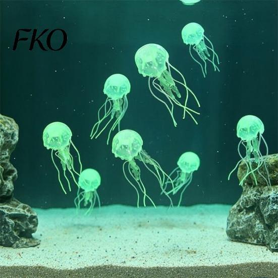 Non-toxic Aquarium Ornament Faux Jellyfish, Soft Silicone Fluorescent Realistic Floating Jellyfish for Saltwater Tanks Safe Fish Tank