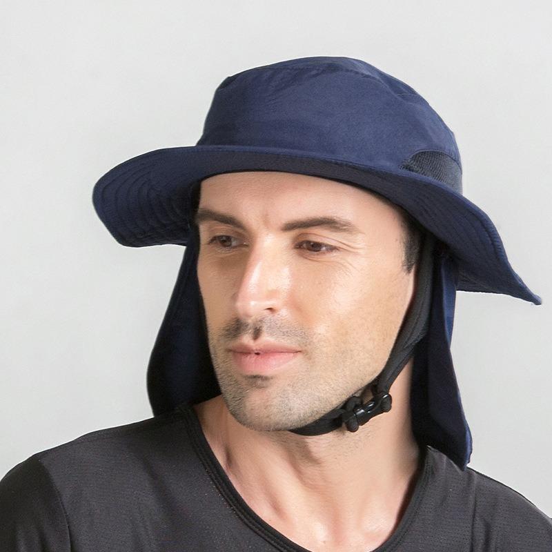 Sun Hat Men's Outdoor Riding Windproof Sun Protection Removable Sun Hat Bucket Hat Women's Anti-splashing Big Edge Hat