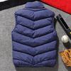 Autumn Winter Men Vest Cotton Padded Solid Color Zipper Windproof Thickened Sleeveless Jacket Streetwear