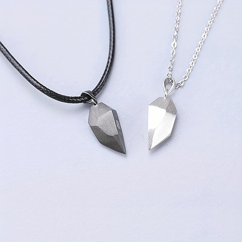 Good Simple Quality Couple Pendant Necklace Electrocardiogram,Magnetic Heart,Pendant Splicing Necklace Valentine's Day Gift