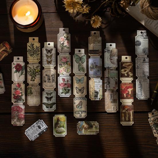 40Pcs DIY Vinyl Art Easy To Paste Great Self-adhesive Vintage Botanical Diary Note Handbook Stationery Stickers Material Sticker