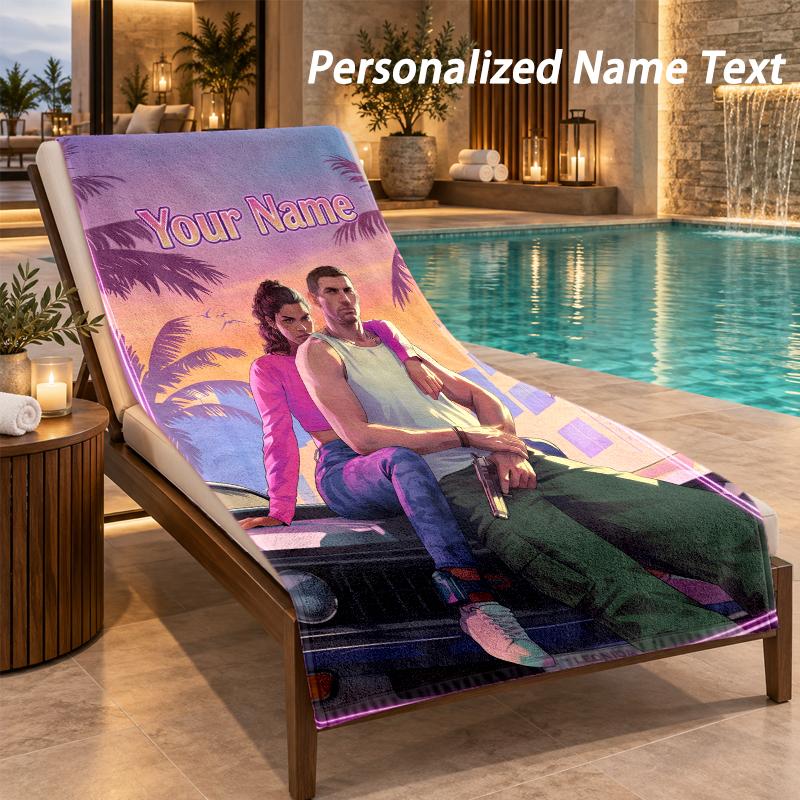 GTA Custom Name Beach Towel Large Soft Towel for Indoor Bathroom Outdoor Beach