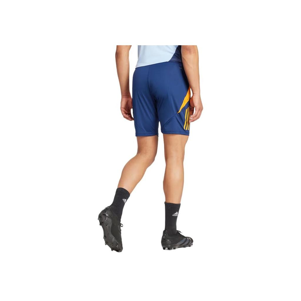 Adidas SS24 Real Madrid Series Color Block Striped Удобные модные дышащие футбольные брюки мужские низы темно-синего цвета IT5105