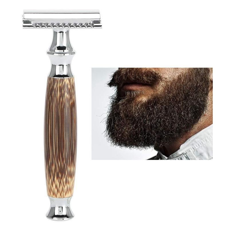 1 Set Classic Bamboo Handle Safety Razor Manual Double Edge Shaving Shaving Barber Razors T-Shaped Razor Kit For Men