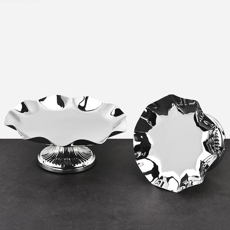 Толстая нержавеющая сталь роскошная тарелка для фруктовых закусок украшение для домашней вечеринки хранение сервировочный поднос конфеты торт печенье тарелка контейнер