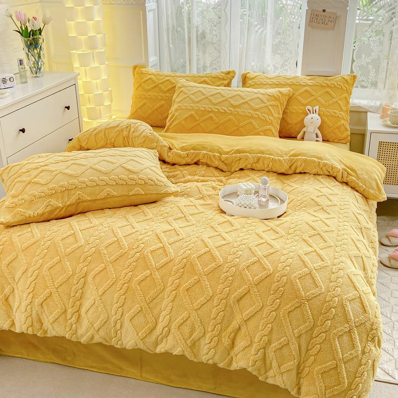 Winter Taffeta Bedding Cover Pillowcase Thickened Warm Milk Velvet Coral Velvet Duvet Cover Student Dormitory Quilt Cover