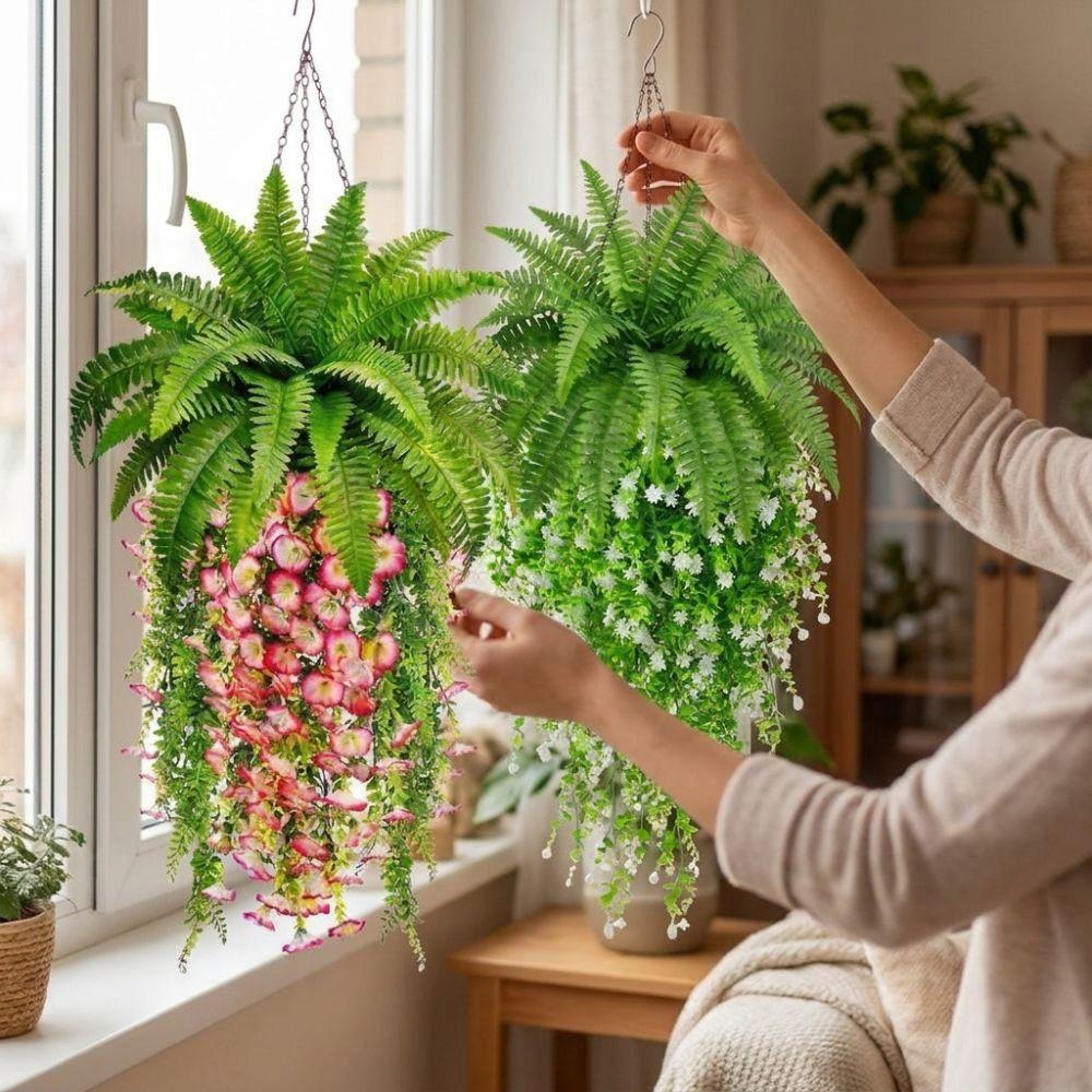 UV Resistant Morning Glory Boston Fern Hanging Vine Persian Leafs Flower Kit Home Decor