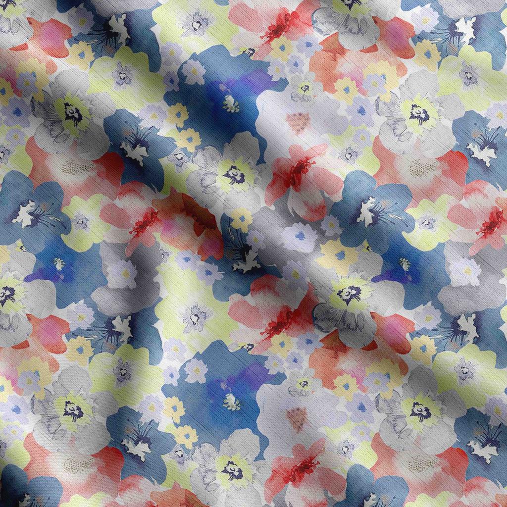 Soimoi Watercolor Floral Print,  Cotton Cambric, Quilting Fabric Sold by The Yard 42 Inch Wide, Medium Weight Cotton Fabric,