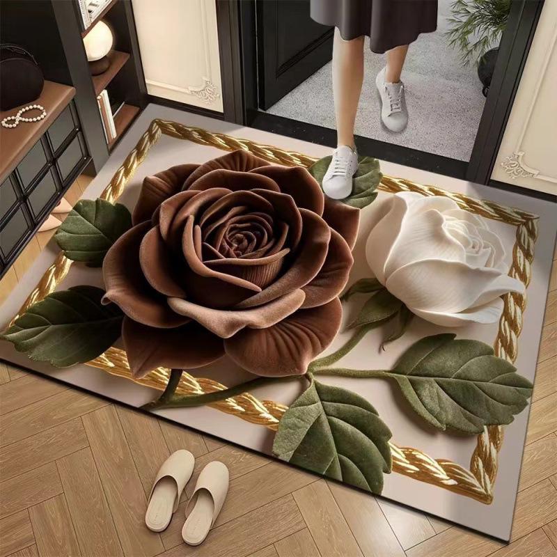 3D Floral Diatomaceous Earth Bathroom Mat - Absorbent, Non-Slip, Fast-Drying Door Mat