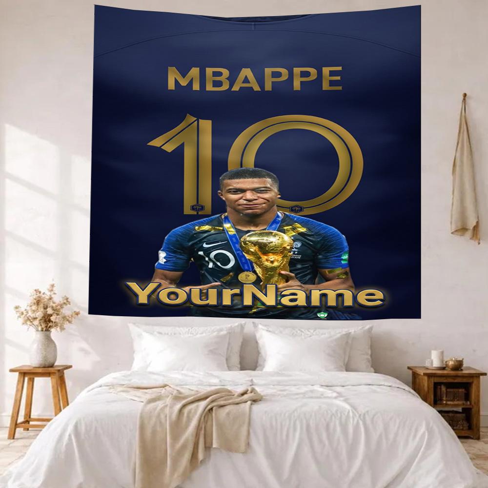 Mbappe Custom Your Name Wall Decor Tapestry Art For Pet Memorial Birthdaywedding Party Backdrop Family Gift