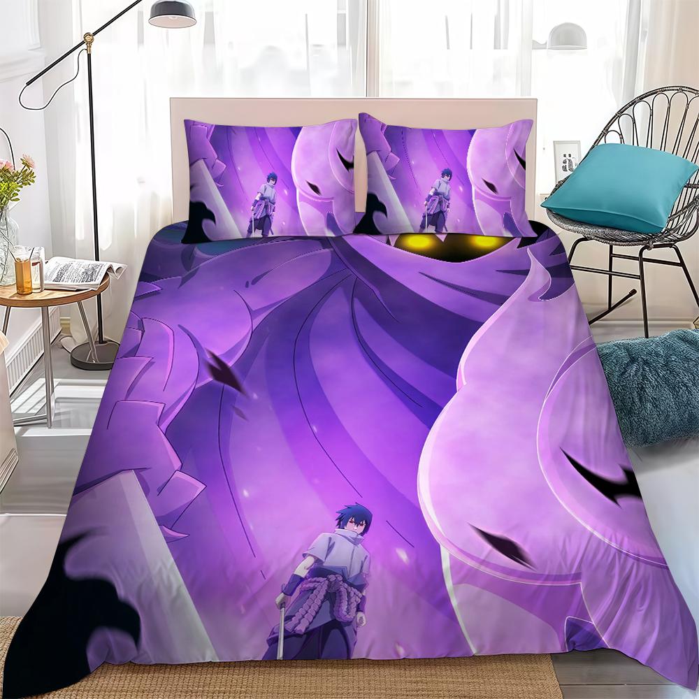 Anime N-NarutoS Duvet Cover Set Home Style Bedding Soft Laundry Cotton Bed 3 Piece Set Student Dormitory Gift