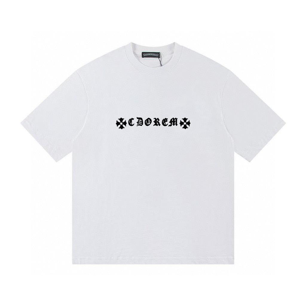 T08 CHROME HEARTS Лето 2026 Новая Высококачественная Хлопковая Круглый Вырез Свободная Большого Размера Мужская и Женская Футболка Футболка для Пары