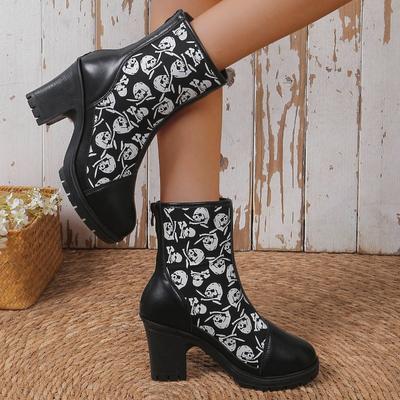 Мода Модные высокие сапоги на толстом каблуке и коротком круглом носке с застежкой-молнией на широком высоком каблуке для официальной женской одежды