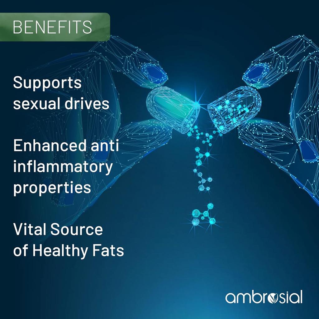 AMBROSIAL чистый рыбий жир 300 мг, высококонцентрированный рыбий жир, богатый омега-3 EPA DHA жирными кислотами, витаминами A и D (Упаковка из 2-120 мягких капсул)