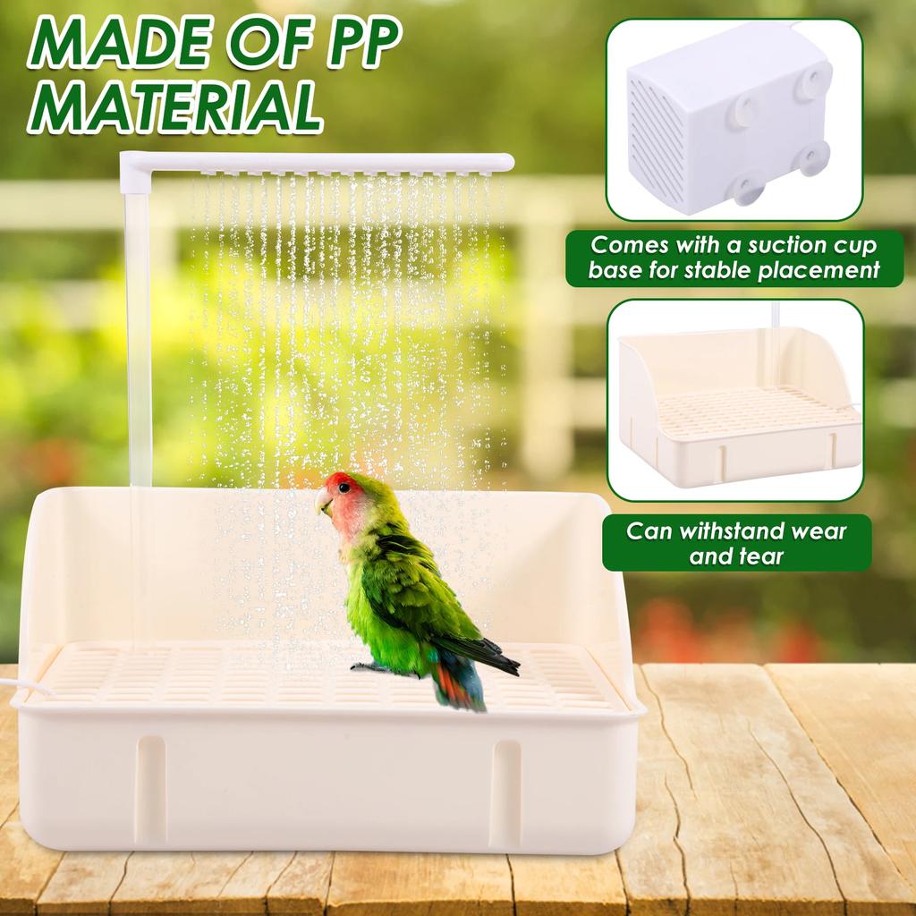 Automatic Pet Bird Bathtub Enduring Parrot Bath with 360 Degree Rotating Shower Head Splashproof pet Shower Cubicle for Cockatoo