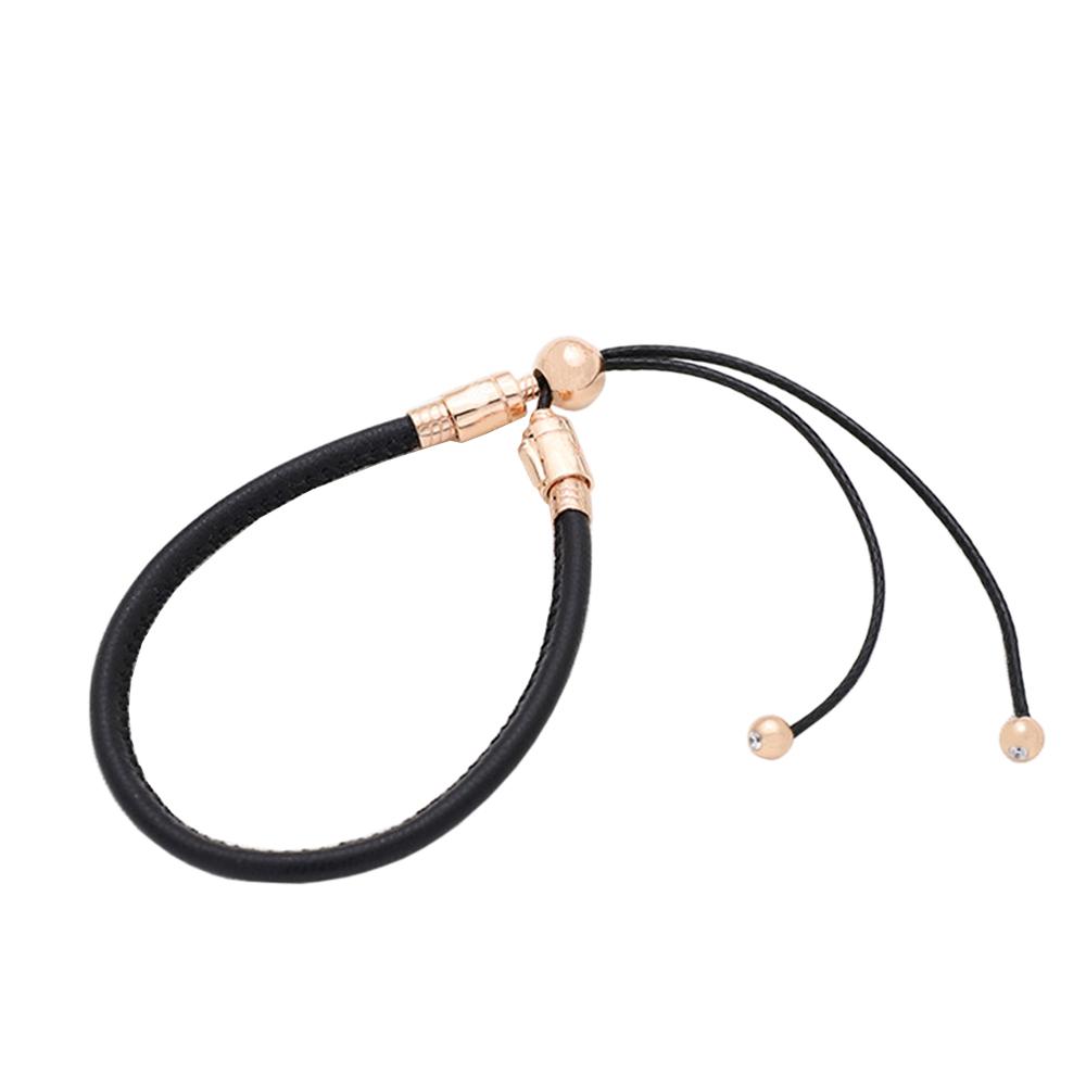 S925 стерлингового серебра момент черный кожаный браслет слайдер для женщин новогодний подарок на вечеринку модные ювелирные изделия