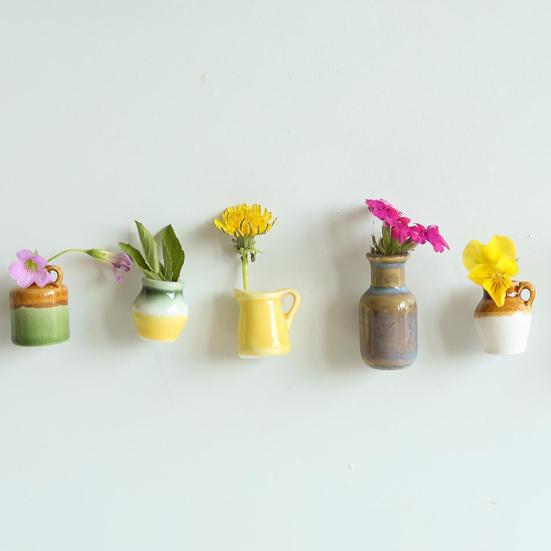 1/2 шт. Мини-керамическая ваза Магнит на холодильник Дом Офис Кухня Шкаф Холодильник 3D Миниатюрная ваза для цветов Горшок Магнитное украшение Орнамент