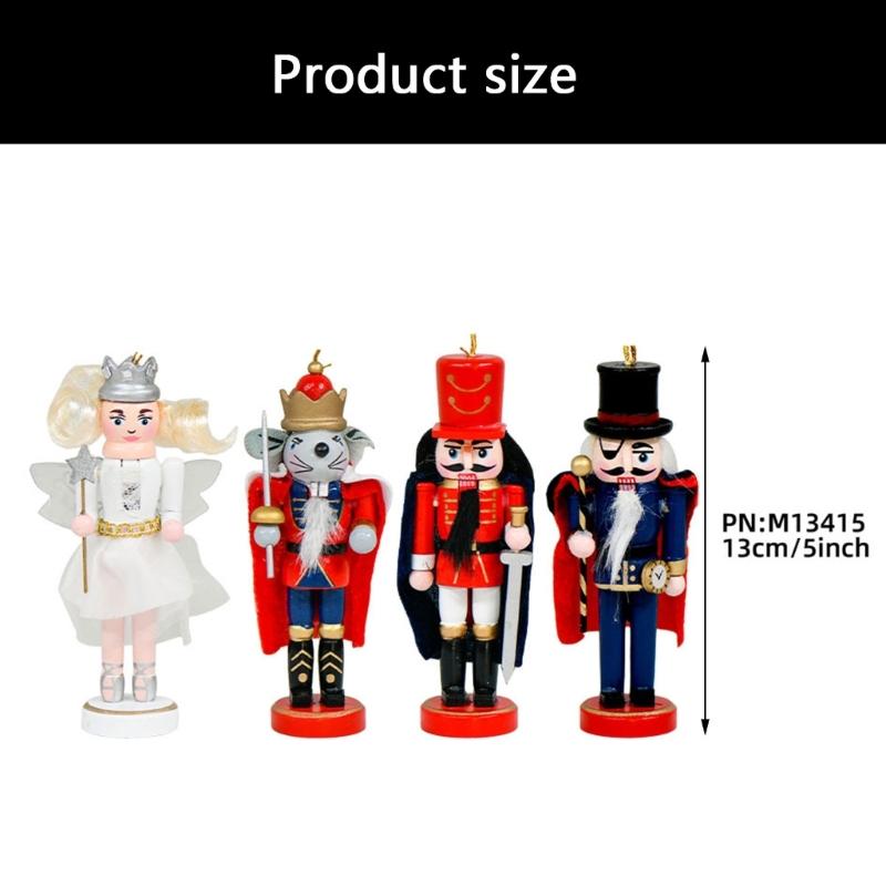 4 шт. Высота 13 см Принцесса-мышь Гвардеец Щелкунчики Орнамент Деревянные Рождественские Украшения Прочная Влагостойкая Конструкция