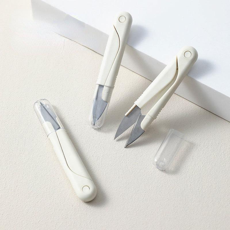 Ножницы из нержавеющей стали с крышкой, портативная головка с резьбой, швейные ножницы с рыбьей нитью, портновские ножницы для вышивки крестиком