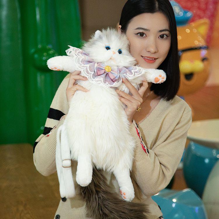Pet Toy Style Backpack Simulated Cat Backpack Single Shoulder and Double Shoulder Storage Bag Cute Sweet Plush Storage Bag