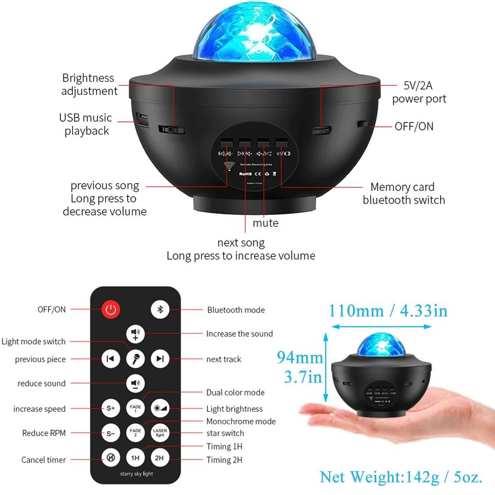 Новый светодиодный ночник-проектор Starry Galaxy, детский подарок, USB Bluetooth музыкальный плеер, ночник Star NightLight, цветной проектор, ночник