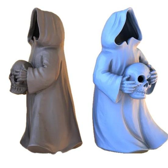 Halloween Decoration 3D Printed Ghosts Figure Faceless Standing Ghost Statue Ornament with LED Tea Lights