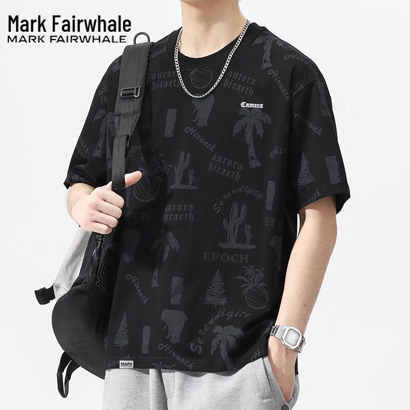 Mark Fairwhale Мужская летняя свободная футболка с коротким рукавом и круглым вырезом