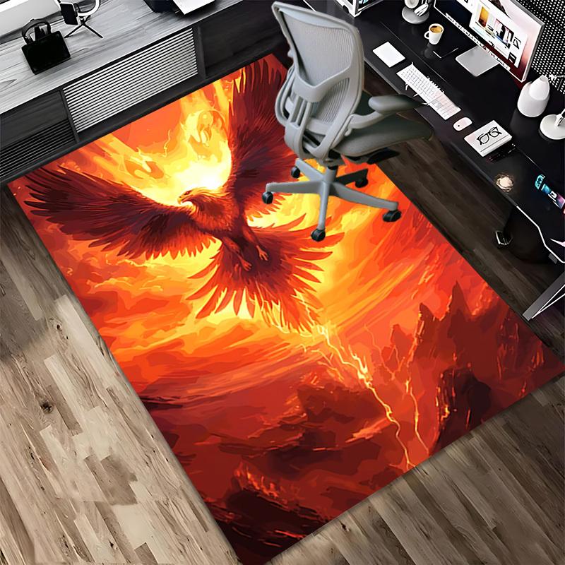1pc Phoenix Rising Themed Rug for Home Decor, Non-slip Office Carpet, Chair mat, Outdoor Mat, Christmas and Halloween gifts-0731124