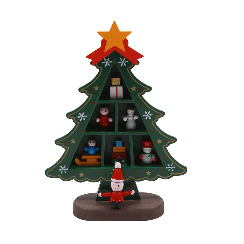 Mini Wood Christmas Tree Decoration Gift Cute Home Desktop Office Decor Party DIY Gift New-Year Children Present