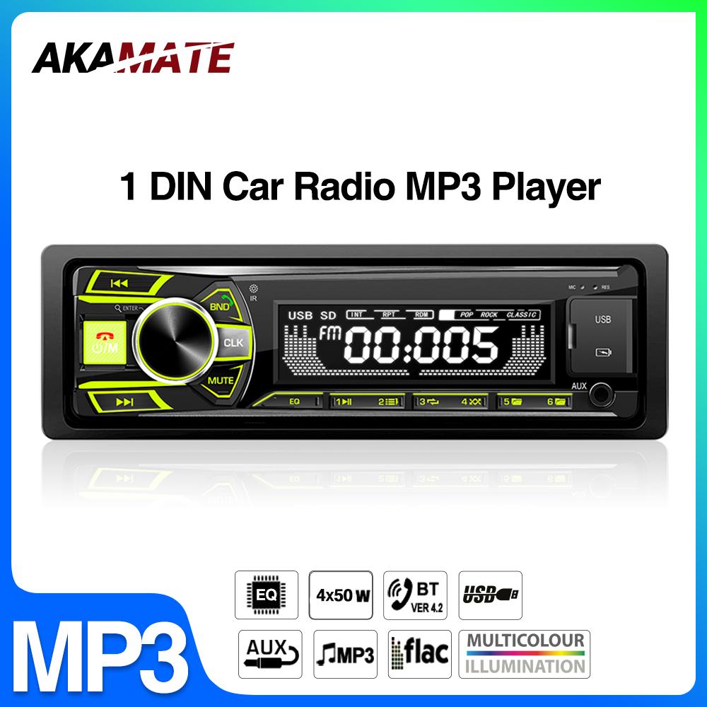 1Din MP3-плеер Автомобильный Радиоприемник FM-радио Тюнер Поддержка Bluetooth AUX USB TF Карта Мультимедиа Плеер Универсальный