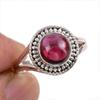 Natural Garnet Gemstone 925 Solid Sterling Silver Jewelry Ring Size 7.5 e5Q41