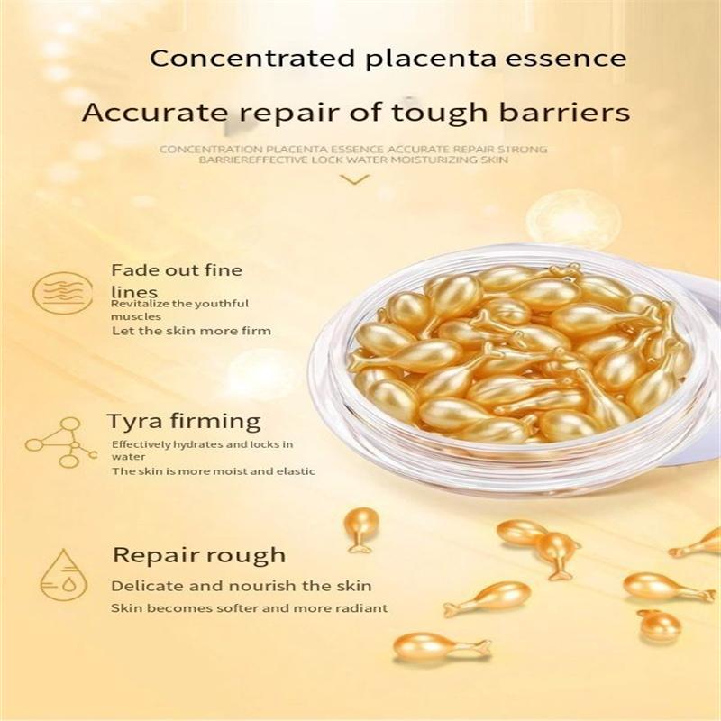 Фуллереновая плацента, эссенция для омоложения кожи, отбеливает, сужает поры и уменьшает морщины, увлажняющая сыворотка для лица, капсулы