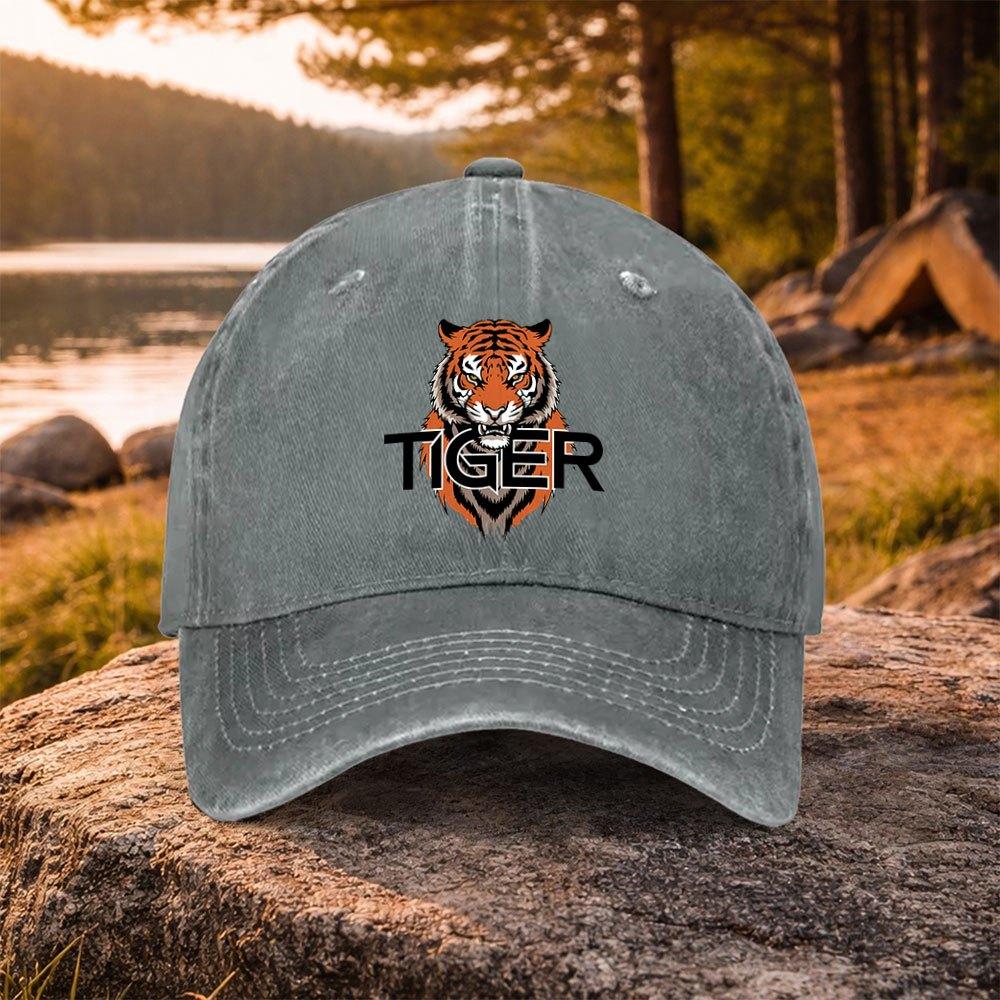TIGER Pattern Washed Baseball Cap for Golf Casual Outdoor Use Unisex Unisexs Hat