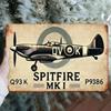 Двусторонний жестяной знак Spitfire P93K MKI – Реликвия Битвы за Британию 1940-х годов с камуфляжным дизайном для авиационных гаражей, морских ванных комнат, баров с тематикой военных самолетов