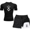 Mens Quick-Dry Breathable 2-Piece Sport Set Short Sleeve T-Shirt Shorts Gym Workout Running Outdoor Fitness