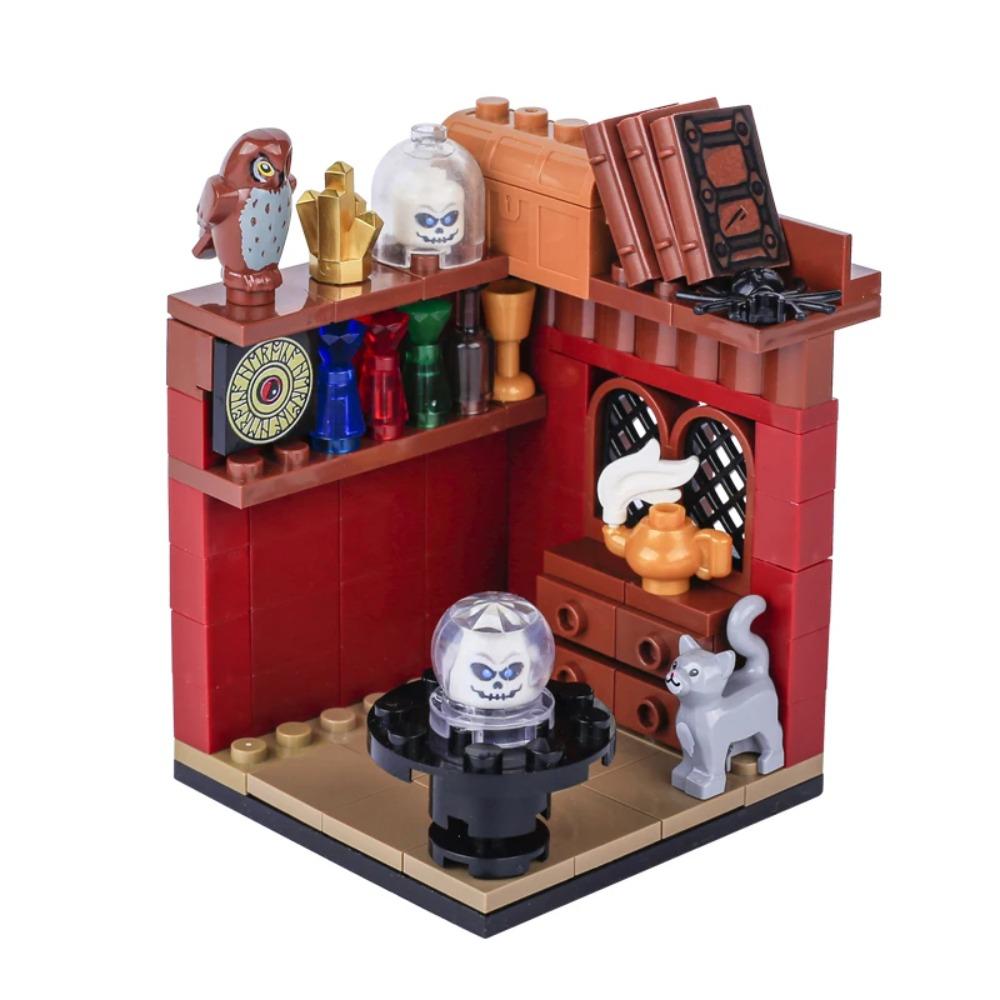 Средневековая хижина ведьмы Строительные блоки MOC Режим Бутылка с волшебным зельем Кухня ведьмы Стол для картографии Игрушки Кирпич Подарок