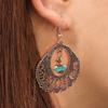Богемные винтажные бирюзовые овальные геометрические серьги-подвески, женские полые серьги в стиле ретро, ​​национальный стиль, кулон, ювелирные изделия, подарки